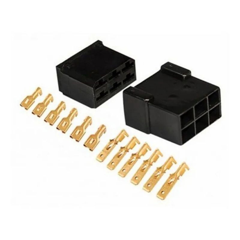 6 Vias Conector com Terminais Macho e Fêmea para Instalar Caixa Som Automotivo.