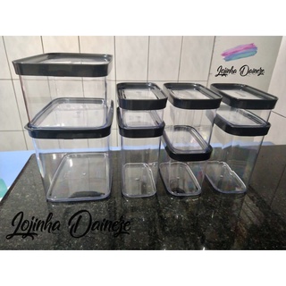 kit 8 potes herméticos para mantimentos em acrílico SANGEL