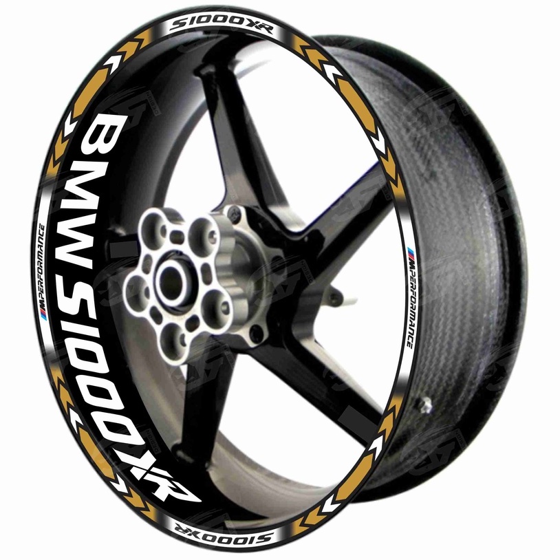 Adesivo Friso Refletivo Roda Moto BMW S1000XR S 1000XR S 1000 XR + Adesivos Internos M01 ouro