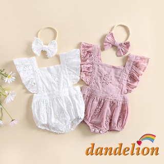 Dandelion-Macacão De Verão Feminino Com Faixa De Cabelo/Lisa/Manga Da Mosca/Gola Quadrada/Triangular