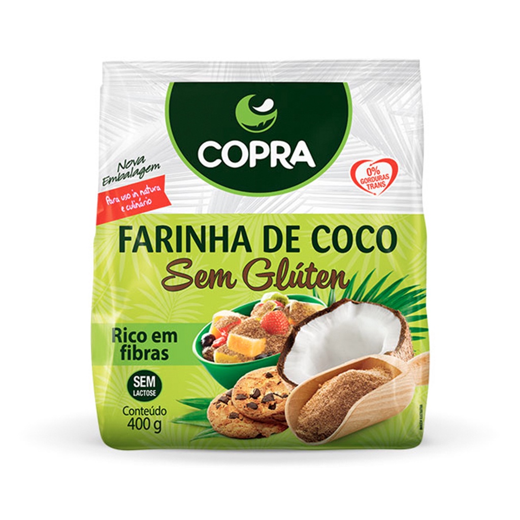 Farinha de Coco Sem Glúten 400g - Copra em Oferta na Shopee