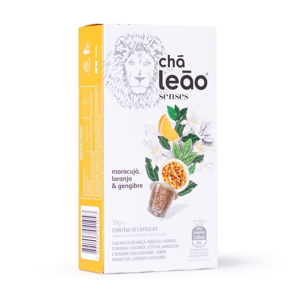 Chá Leão Senses Cápsula Maracujá, Laranja e Gengibre 10x1 | BeeCost