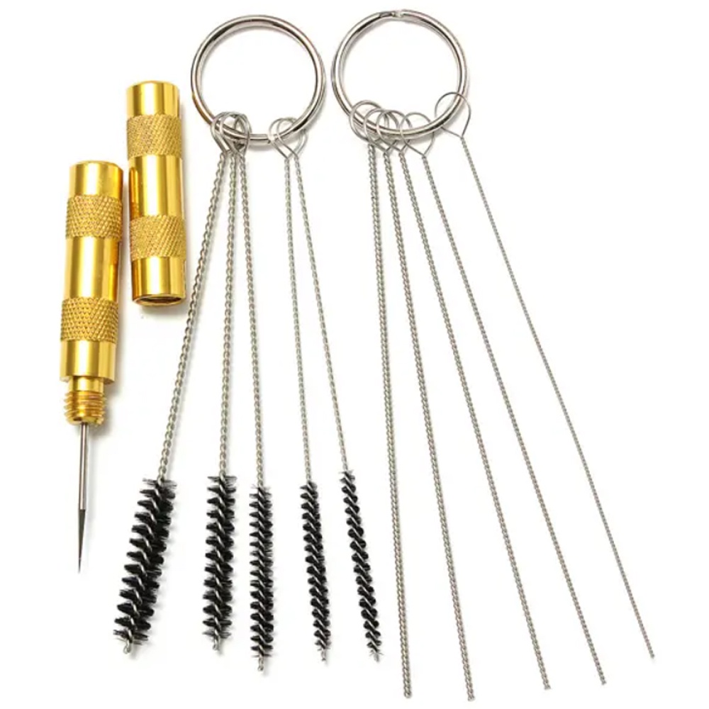 Conjunto de ferramentas e agulhas para limpeza do bico da pistola de pulverização de aerógrafo 11pcs