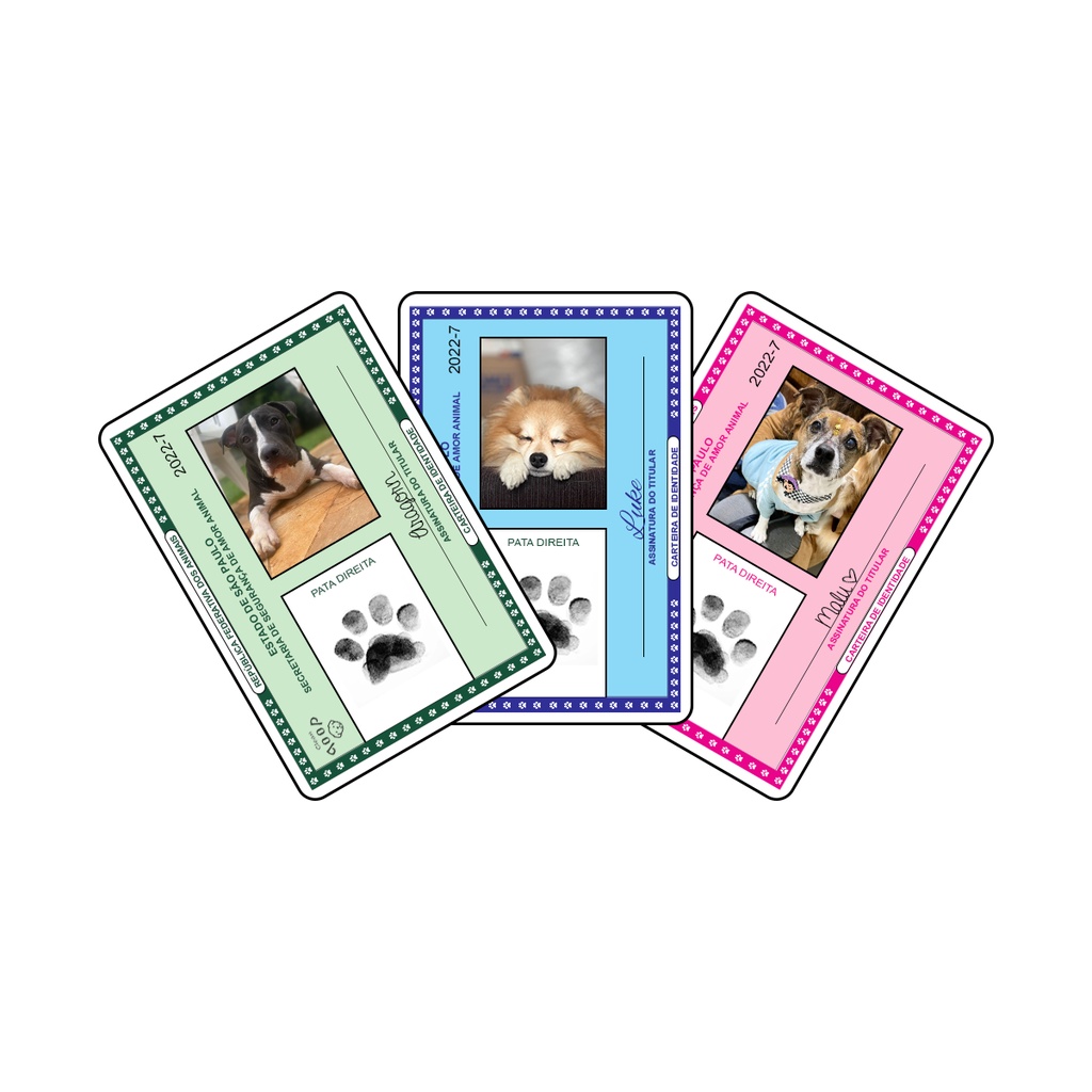 RG PET - Documento de Identidade para Cachorro Gatos e Animais de Estimação - C/Capa Plástica