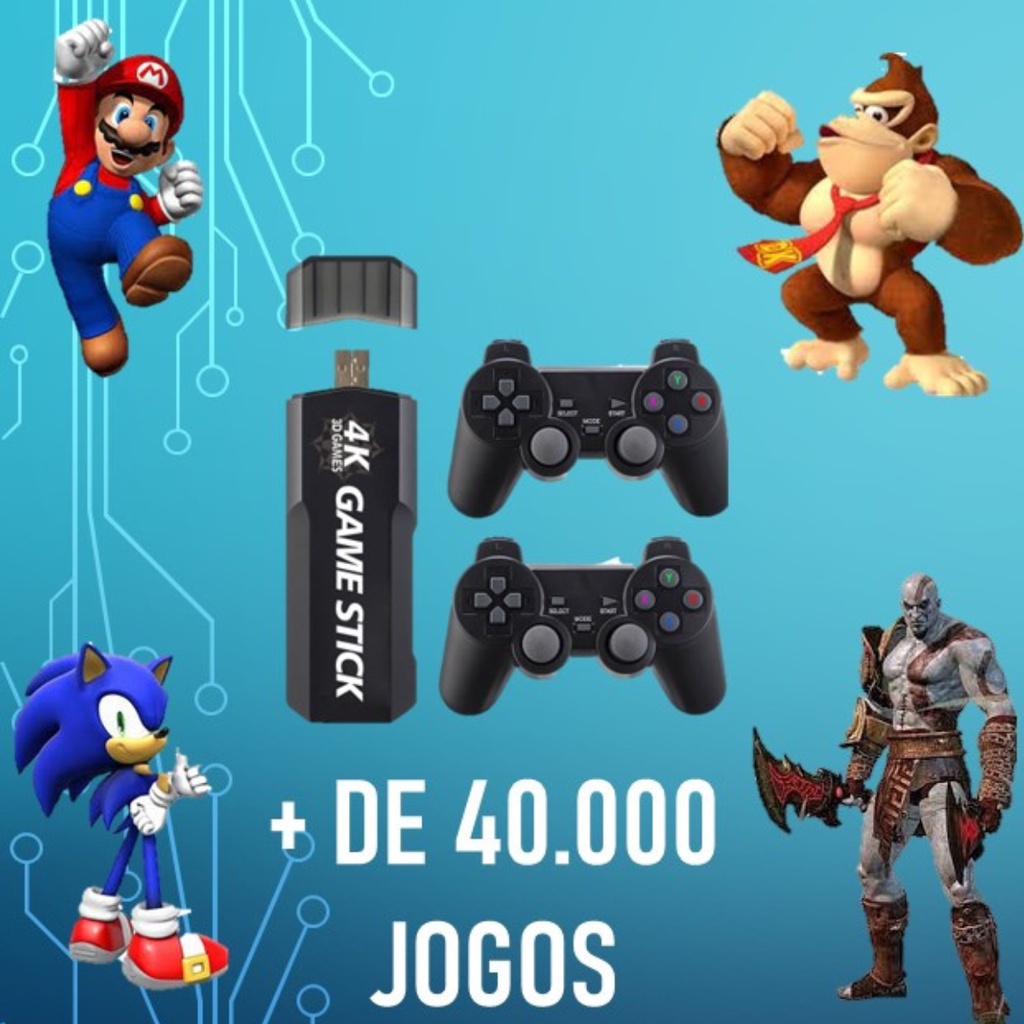 Console Retrô Vídeo Game Stick 4K 3D GD10 40000 Jogos Clássicos N64, PSP, SNES e MUITO MAIS