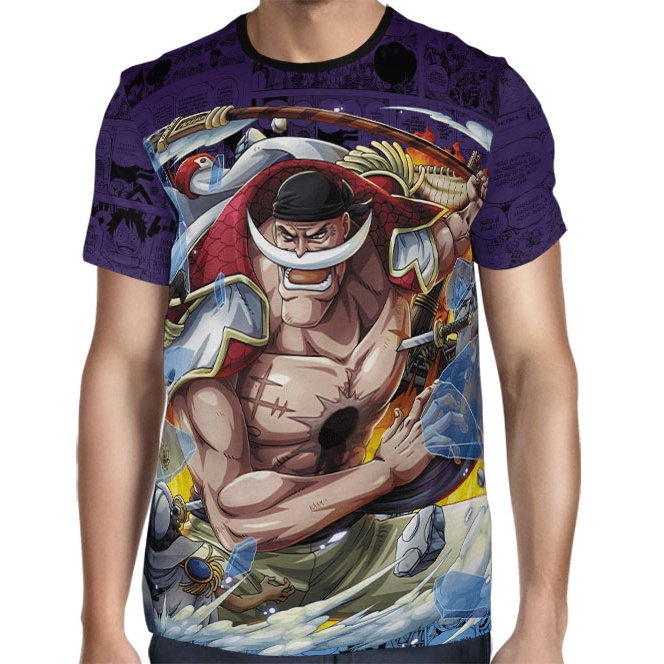 Camisa Full Print Purple Mangá Barba Branca - One Piece