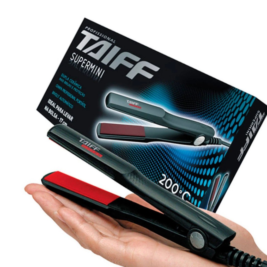 Prancha Chapinha De Cabelo Mini Taiff Elegance Supermini Preta E Vermelha 110v/220v