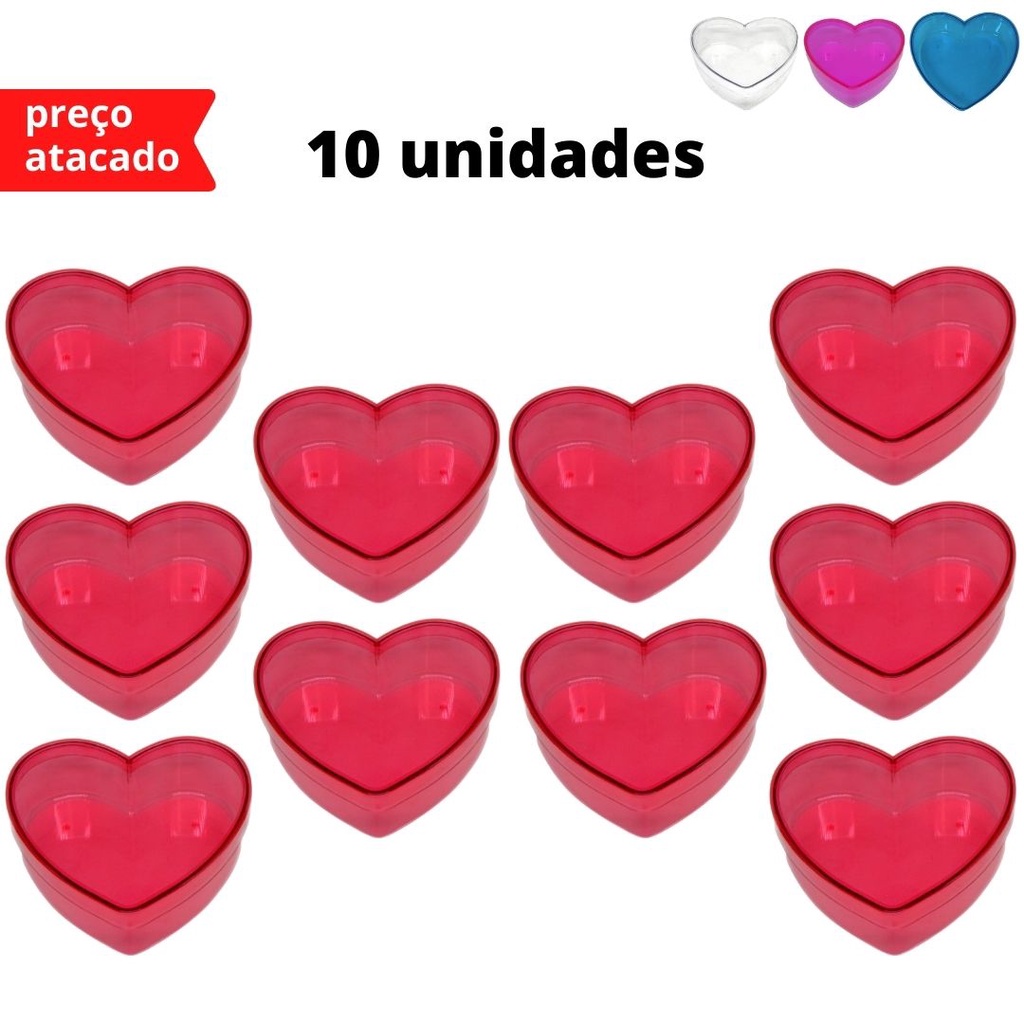 Coração de Acrílico - Caixa - Porta Retrato - Porta Joia - Bomboniere - Presente  - Mães kit com 10 unidades