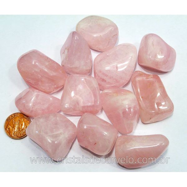 4 Quartzo Rosa Grande pedra Rolado com 3 cm aproximadamente