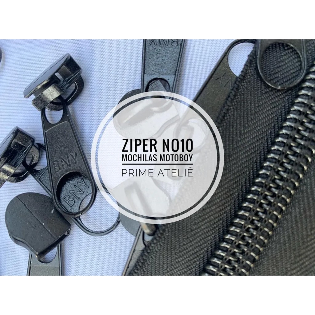 Kit Zíper Nº10 2metros + 02 Cursores Mochilas Moto Boy Top