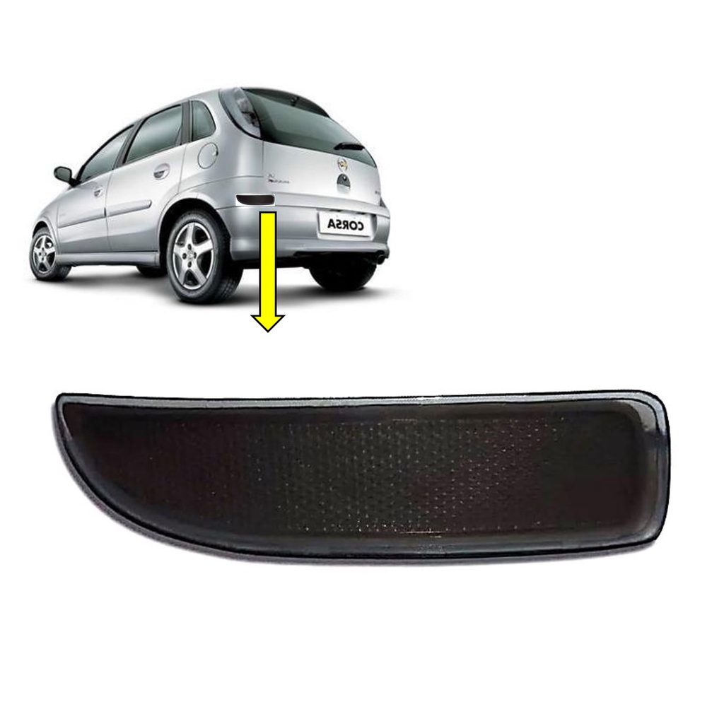 Refletor Para-choque Traseiro Chevrolet Corsa Hatch 2003 à 2014 Fumê Lado Esquerdo Lado do Motorista