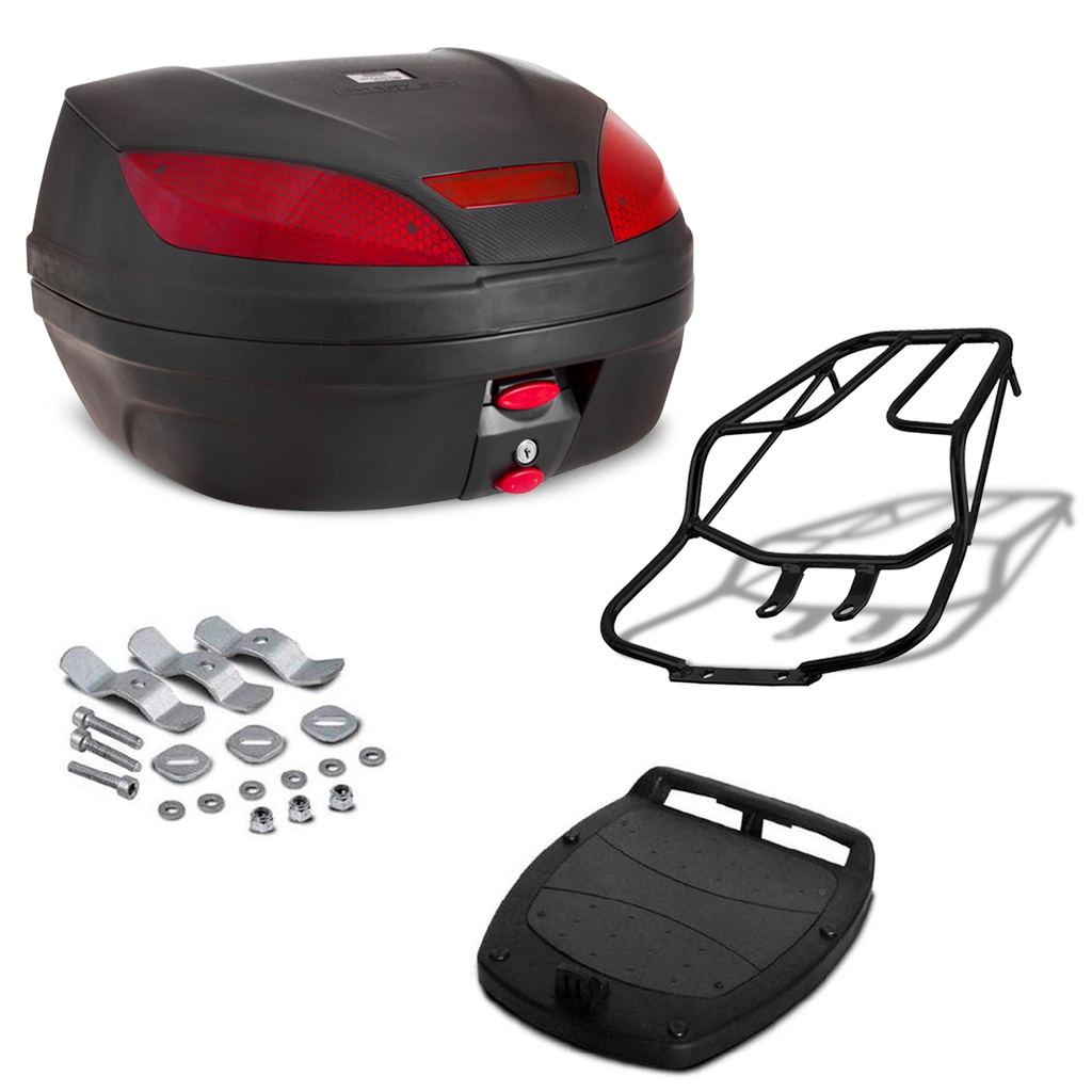 Baú Bauleto 52 Litros Smartbox 3 + Bagageiro Sansão Moto Honda Titan / Fan 150 2