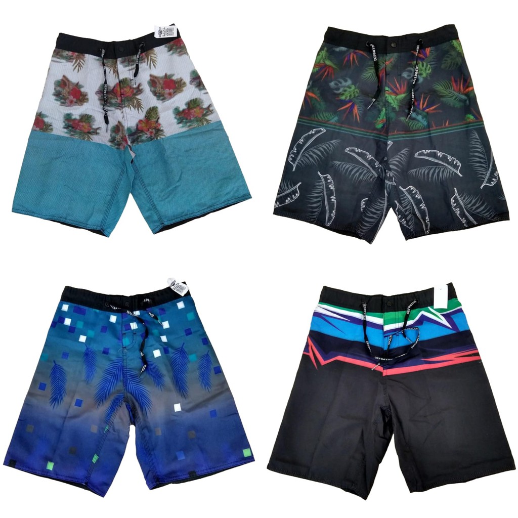 Kit Com 03 Bermudas Elastano Juvenil Estampadas Tactel Moda Praia Piscina Infantil