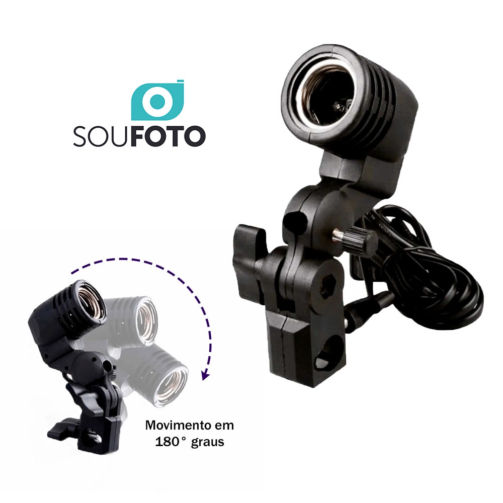Soquete de Lâmpada E-27 para Estúdio Fotográfico e de Vídeo