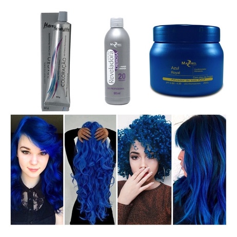 Cabelo Azul Royal 1 Coloração + 1 Ox 20 + 1 Matizador 250g