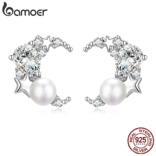 Bamoer Brinco De Tarraxa Moderno Feminino Com Estampa De Lua BSE666