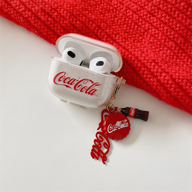 Glitter Transparente Coca Cola Garrafa De Pingente 2021 AirPods 3 Estojo Apple 2 Pro IPhone TWS Bluetooth Earbuds Acessórios