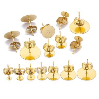 [20-100pcs] Pinos Base De Aço Inoxidável Em Branco Com Plugue Para Brincos Costas A Fabricação De Joias DIY
