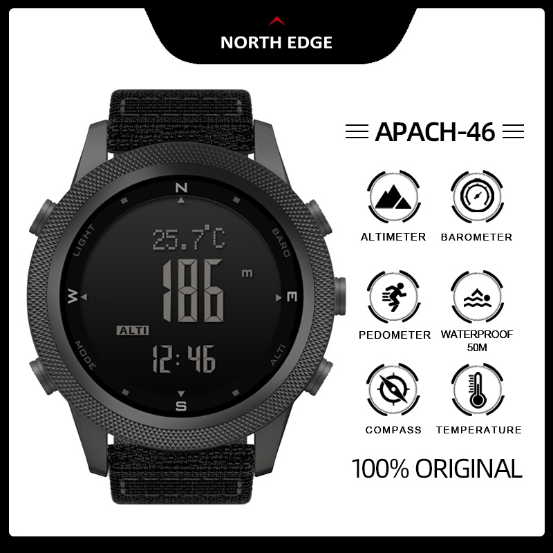 NORTH EDGE Relógio De Pulso Masculino APACHE-46 Com Medidor De Pressão De Ar 50m