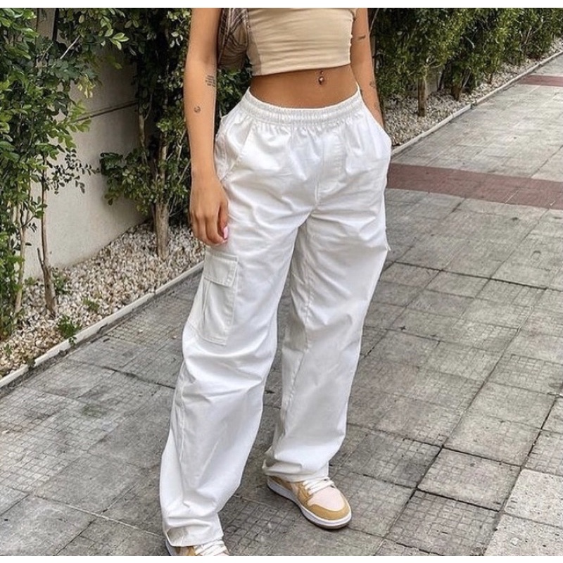 Calça Cargo Colors branca skatista unissex