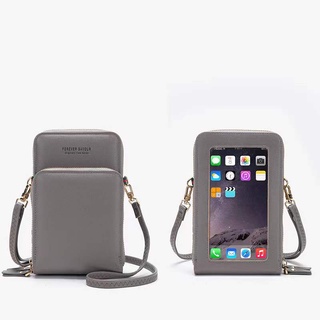 bolsa feminina Carteira de telefone com tela sensível ao toque porta-cartão 3zíper