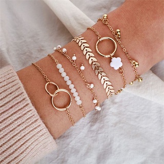 Pulseira Feminina Kit com 6 Peças Minimalista Delicada