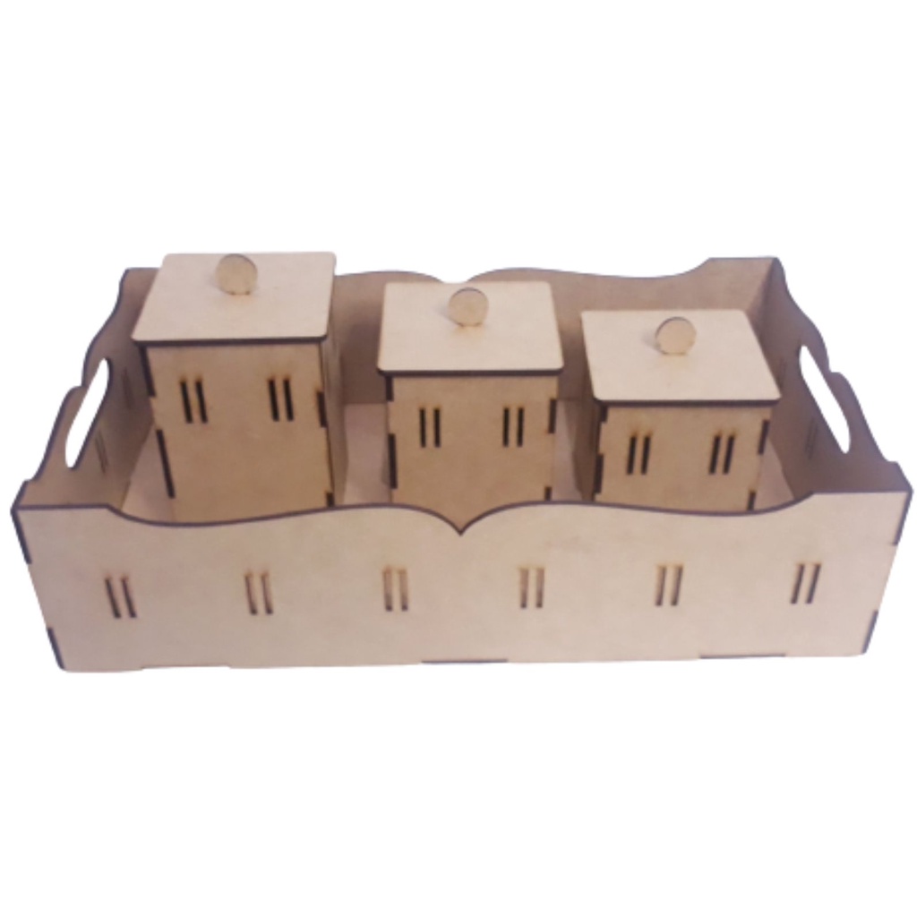Bandeja com 3 Potes para kit Higiene Bebê Passa Fita MDF cru Decoração Quarto Bebê em Oferta na Shopee