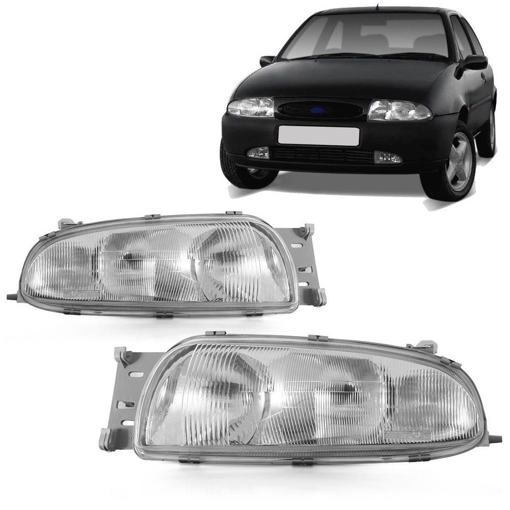 Par Farol Fiesta Courrier 96 97 98 99 Foco Duplo Cromado Pisca Cristal