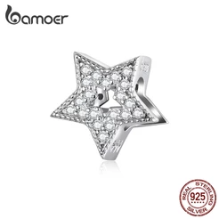Bamoer Brilhante Estrela Charme Fit Para Pulseiras Originais Diy Prata Esterlina 925