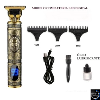 Máquina De Cortar Cabelo Para Barba Masculina Acabamento Profissional Premium Com Led Digital
