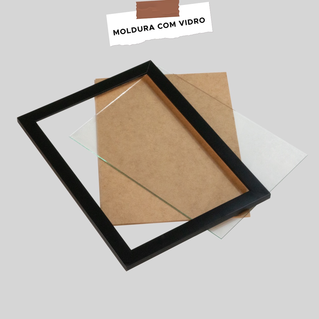 Conjunto Quadro Decorativo 3 Peças Moldura e Vidro Abstrato Moderno Sala Quarto — imagem 2 de 2