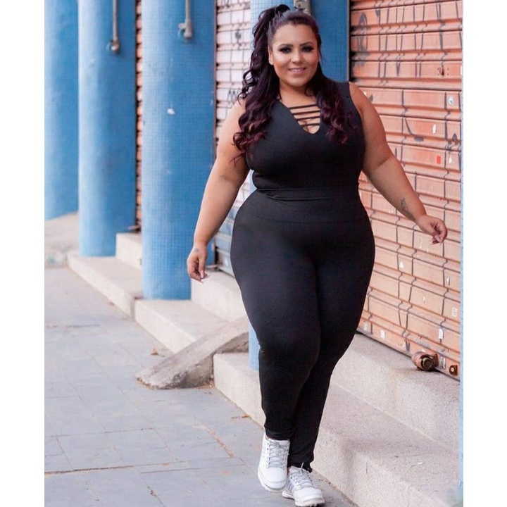 Legging Preta Plus Size Tecido Grosso G1 G2 G3 (Tamanhos do 46 ao 52) Cintura Alta legue plus size