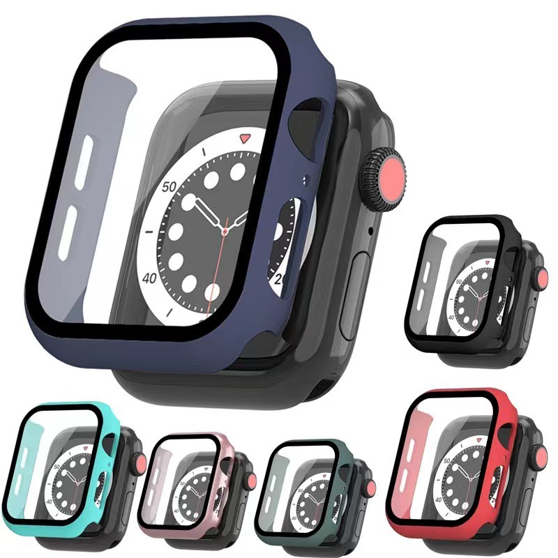 Capa Case Bumper Pelicula De Vidro quadrado 360 Temperado Apple Watch7 41/45MM