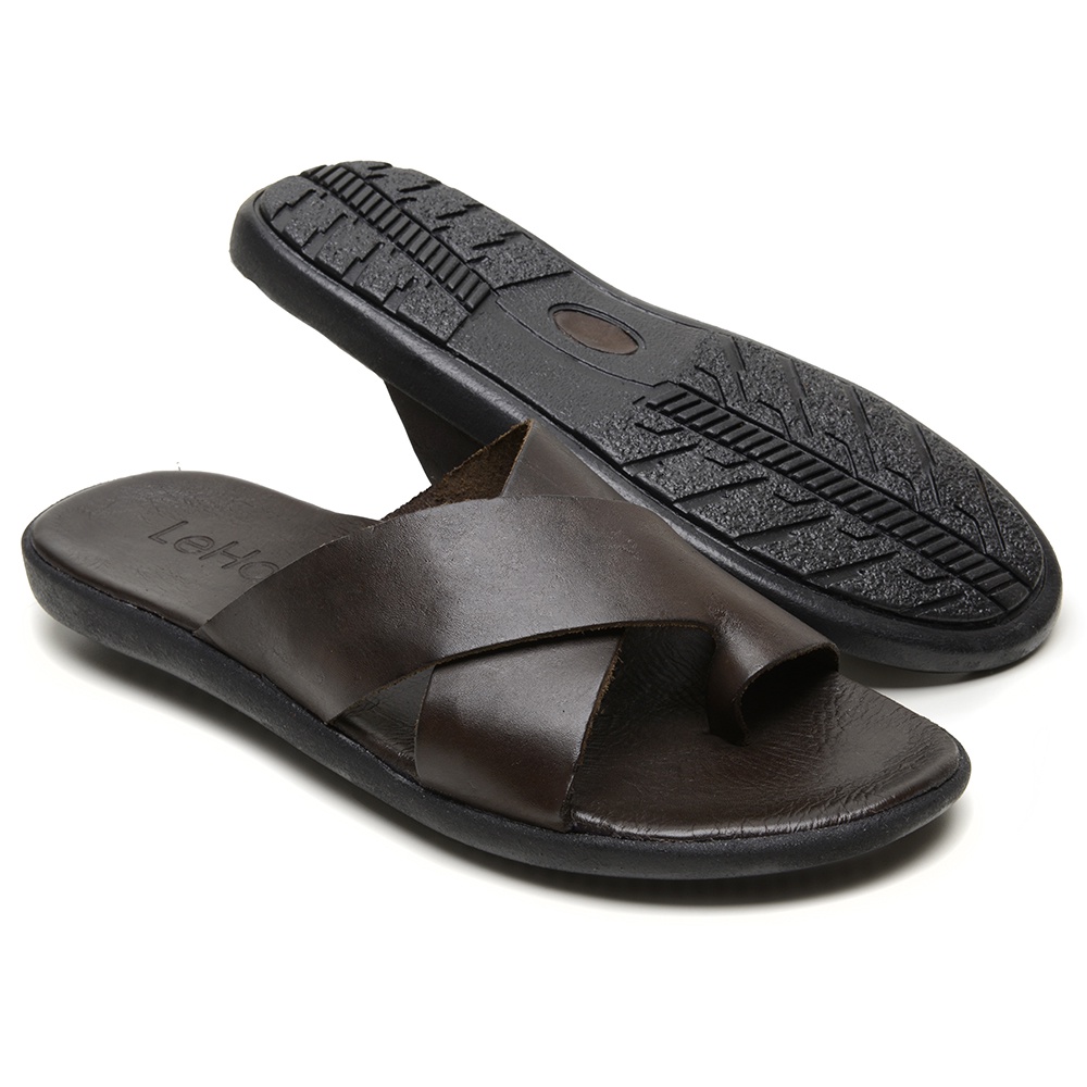 Chinelo Masculino 100% Couro Legitimo Casual Conforto Macio