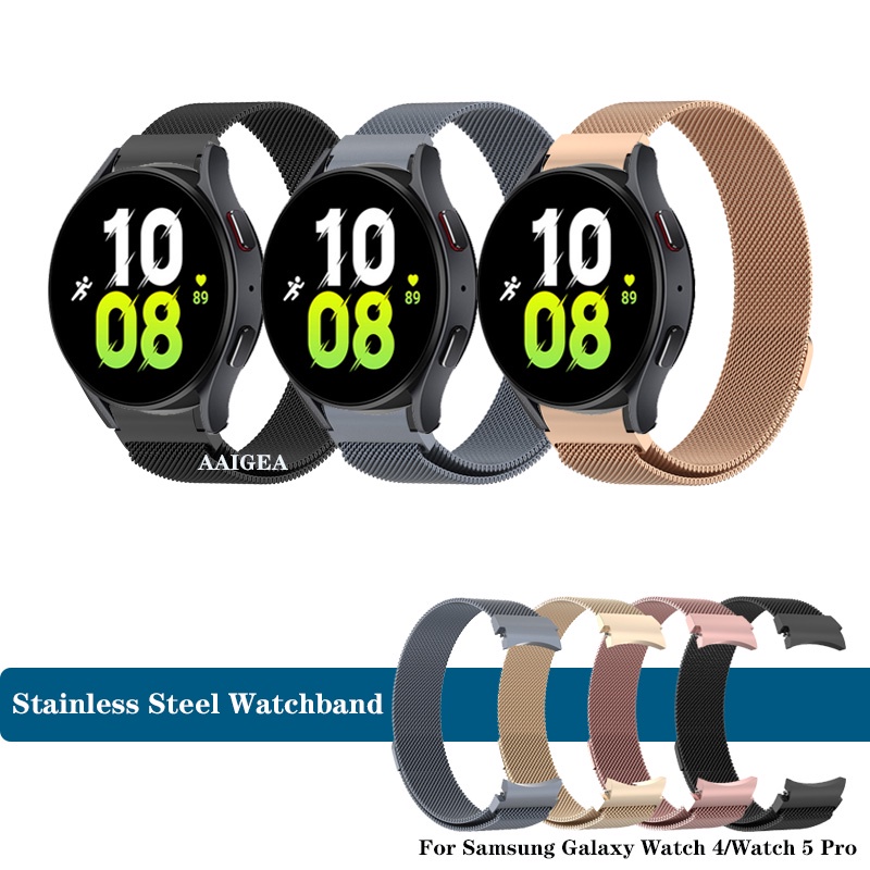 Sem Fechos Pulseira Magnética De Aço Inoxidável De Metal Para Relógio Samsung Galaxy 6/5/4 40mm 44mm/Watch5 Pro 45mm/Watch4 Clássico