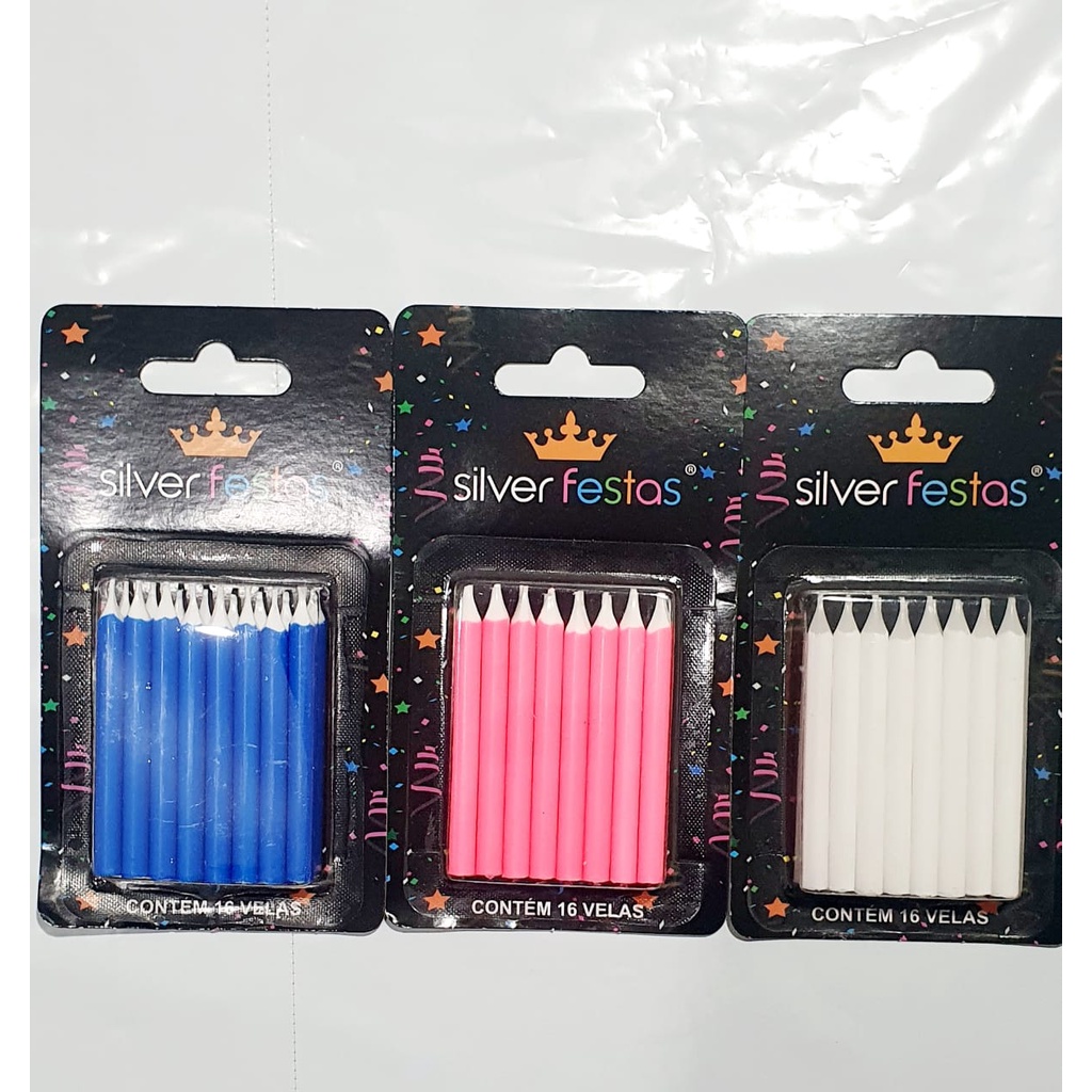 Vela Palito Palitinho C/ 16 Unidades - Silver Festas - Consulte Cores em Oferta na Shopee