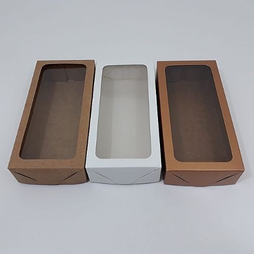 Caixa de Papel Kraft Branca Ouro com 15 Unid. 17 X 8 x 3,5 Com Visor Alta Qualidade Alta Qualidade