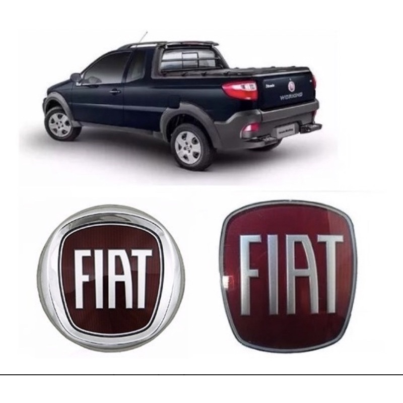 Kit Emblemas Tampa Traseira Grade Fiat Strada Original