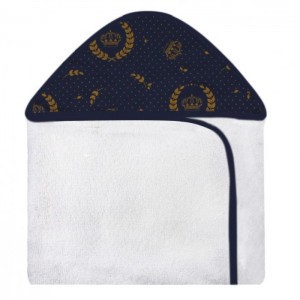 Toalha Com Capuz Estampado Coroa Dourada Forrada Com Tecido Toalha Fralda 100% Algodão