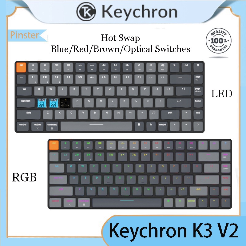 Keychron Teclado Mecânico K3 V2/Cabo/Bluetooth 84-key Interruptor Óptico Fino E Leve , hot-swap