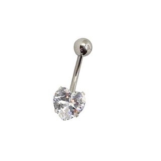 Piercing Umbigo Aço Cirúrgico Pedrinha Formato Coração Prata em Oferta na Shopee