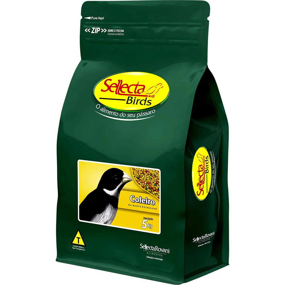 Sellecta Rovani Coleiro Criador 5kg Ração Extrusada Colorida Bolinha para Colerinho Pixoxó Bigodinho