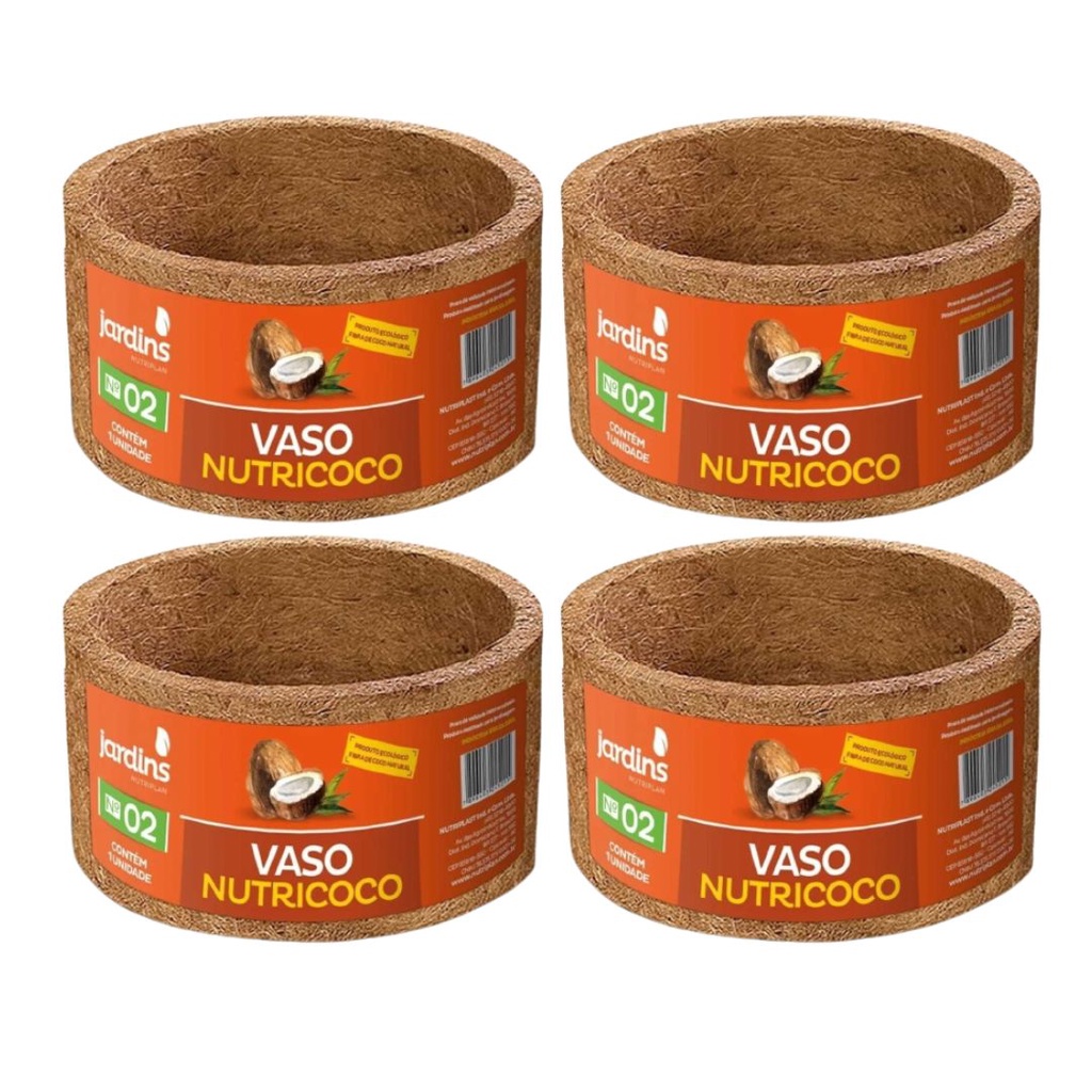 Kit 4 Vaso Vasinho De Fibra De Coco Individual 02 Nutricoco Para Orquídea, Bromélia, Flor Nutriplan
