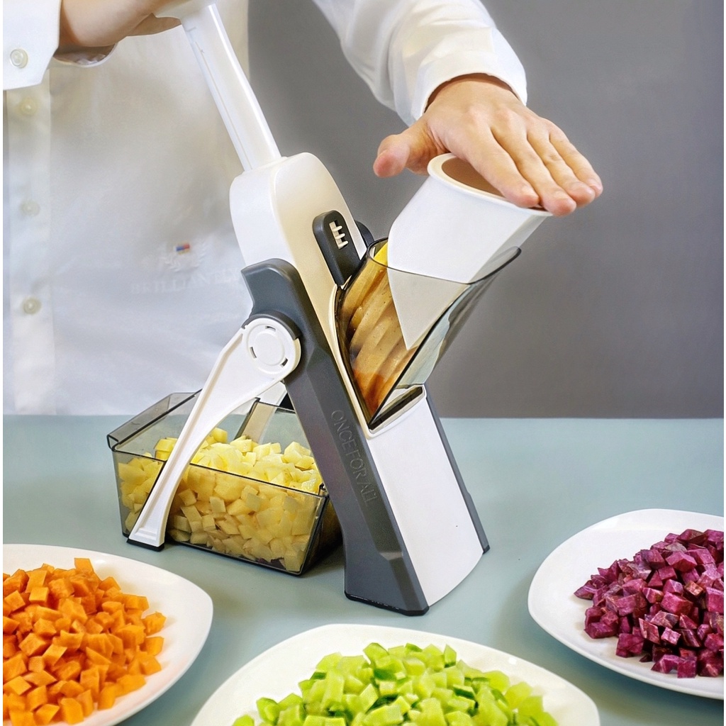 Mandolim Profissional 5 Funções Espessura Cortes Legumes Fatiador Inox