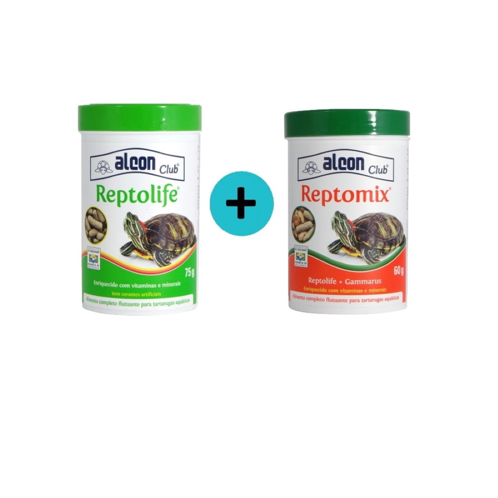 Alcon Club Reptolife 75g + Alcon Club Reptomix 60g Kit Ração Para Répteis