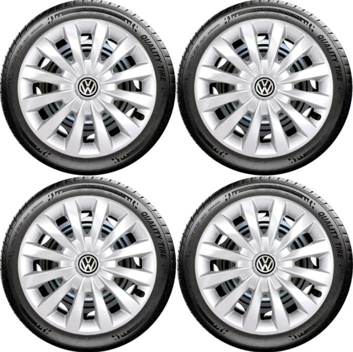 Calota Aro 13 Esportiva Compatível Passat/CC/Volkswagen/VW/Gol/G1/Quadrado/G2/Bola/G3 Até G7 - Prata