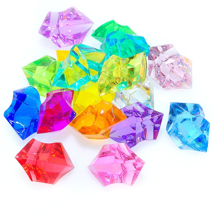 acrylic crushed stone ice seven color crystal gem PS plastic artificial simulation beads  10pcs