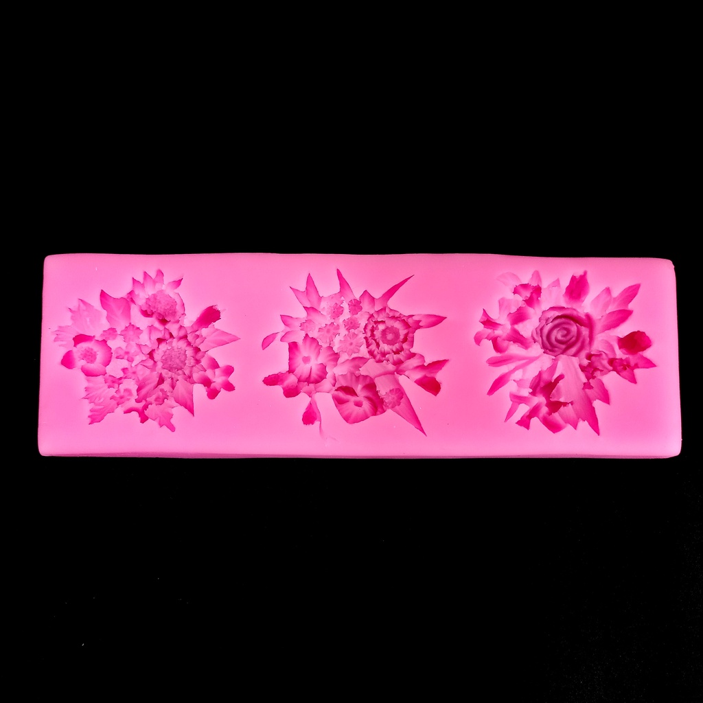 Molde de Silicone de Flores (3 cavidades) para Pasta Americana e