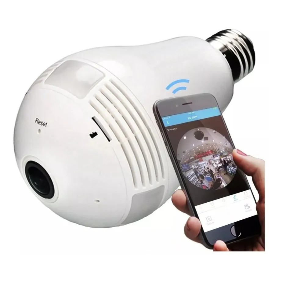 1 Camera Ip Seguraca Lampada 360 Panoramica Wifi App