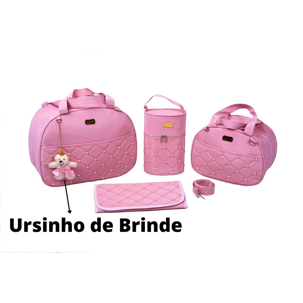Kit Bolsa Maternidade 4 Pecas Menina Rosa Bebe Shopee Brasil